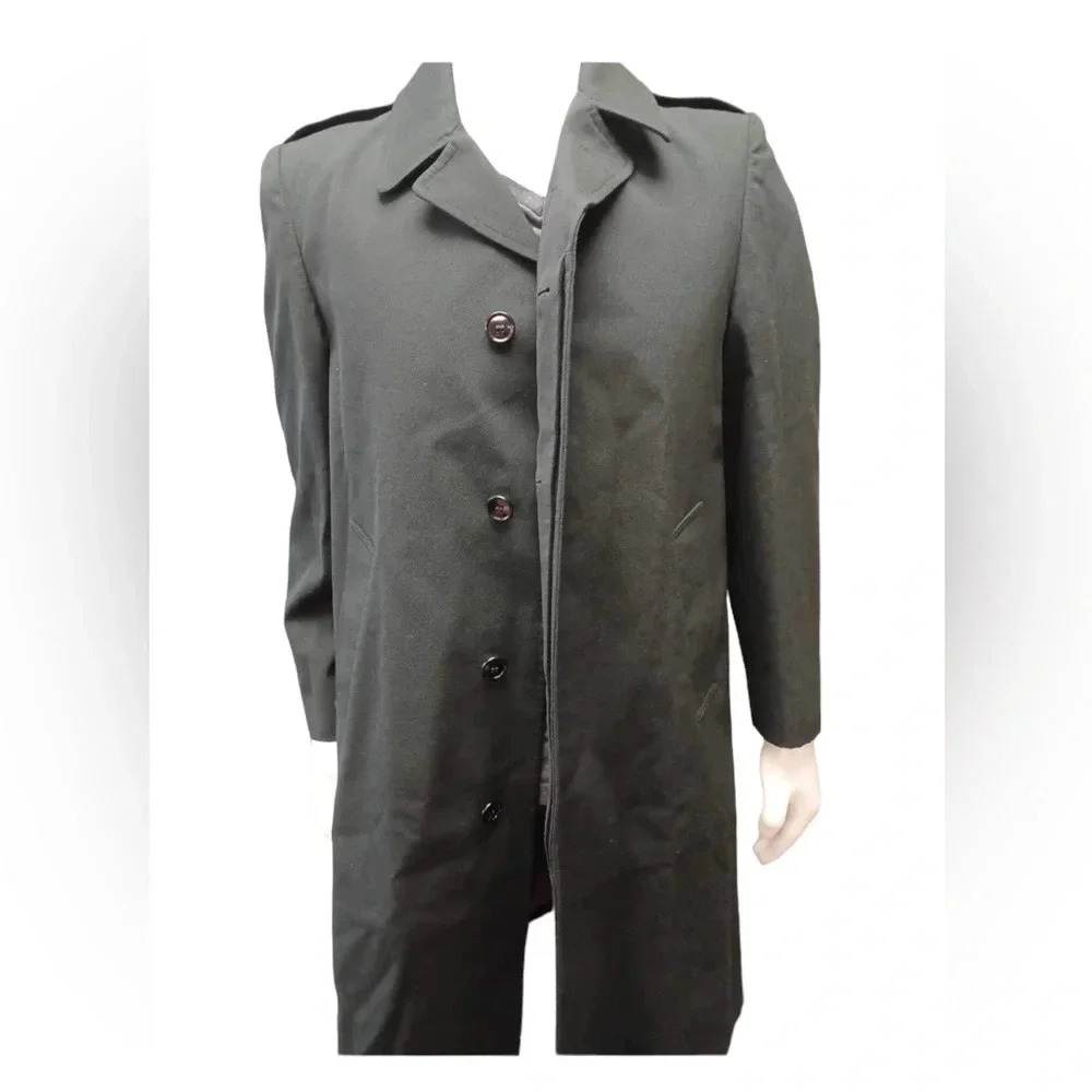 Shiff & CO Inc  100% Wool Black Trench Coat Size 7038 - Picture 4 of 13